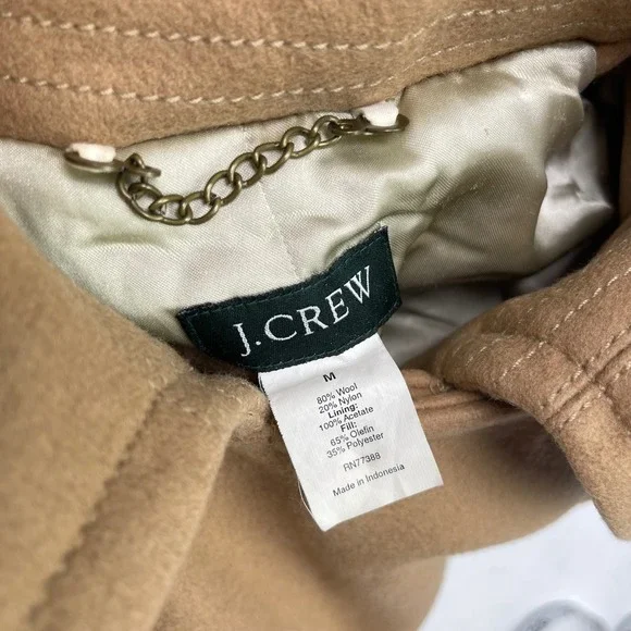VTG J.Crew Double Breasted Pea Coat Camel Tan Wool Thinsulate Insulated Womens M - Picture 4 of 11